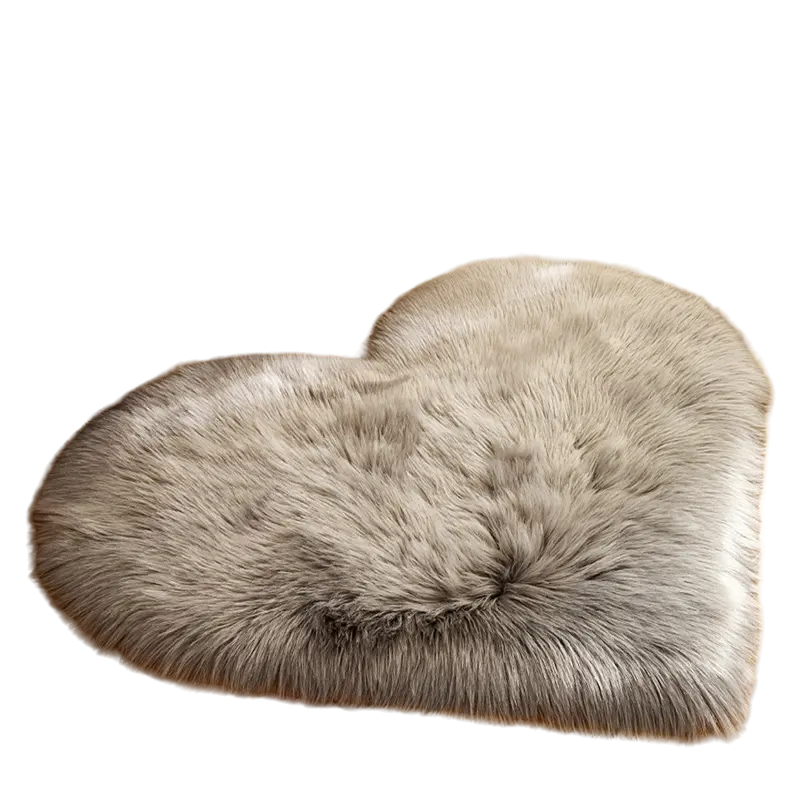 Plush Grey Heart Shaped Area Rug - 50cm*60cm Faux-Fur Carpet-0