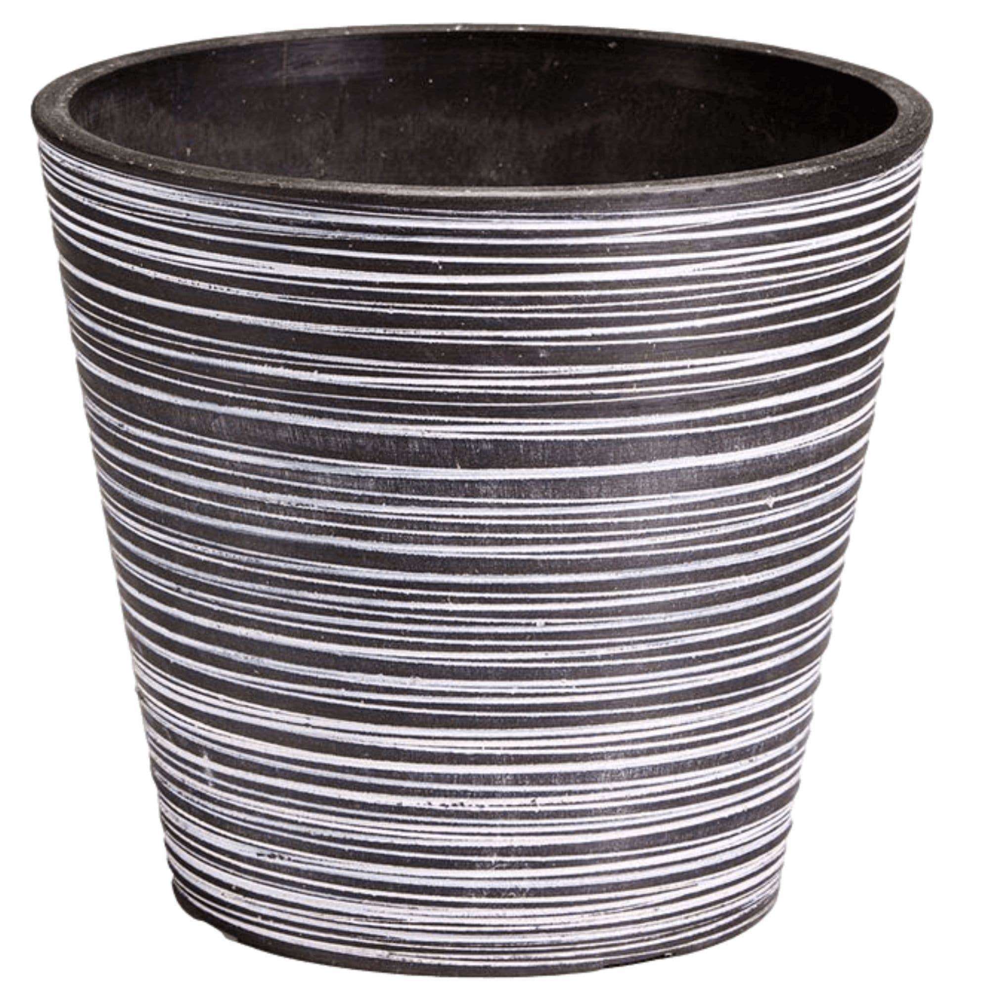 Black and White Engraved Pot 17cm-0